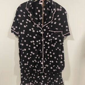 Secret Treasures Black and Pink Floral Pajama Set